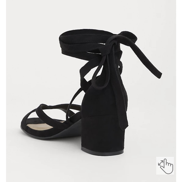BLACK FAUX SUEDE WRAP SANDAL (WW) - Picture 2 of 6